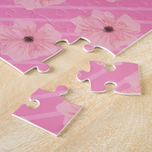 Rosa Blumen und Streifen Puzzle