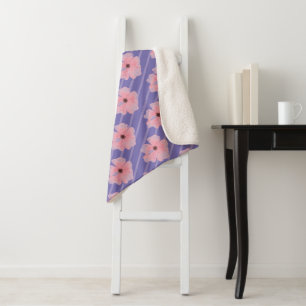 Rosa Blumen und Streifen Sherpa-Decke Sherpadecke