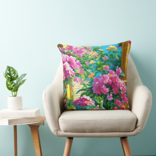 Rosa Blumen und Tee floral Kissen
