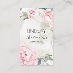 Rosa Blumen Vintage-Aquarelle elegant neutral Visitenkarte