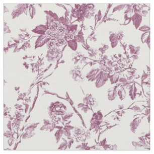 Rosa Blumen-Vogel-Toile-Muster Stoff