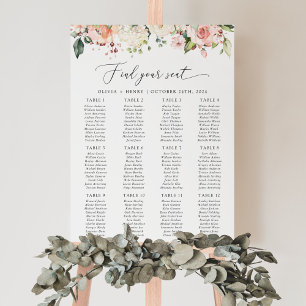 Rosa Blumen, Weiße Blumen, Hochzeit Sitzordnung Poster