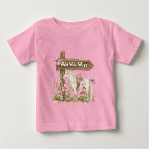 Rosa Blumen Western Blumen Wild West Pferd Baby T-shirt
