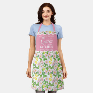 Rosa Blumen Zitronen Citrus Königin der Küche Schürze
