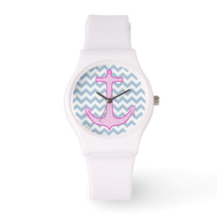 Rosa Blumenanker Armbanduhr