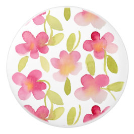 Rosa BlumenAquarell-Muster Keramikknauf