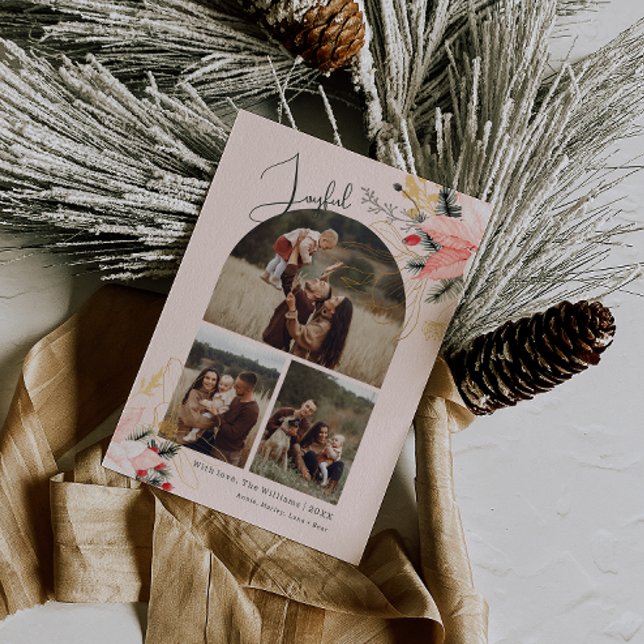 Rosa Blumenarche Joyful Drei Fotos Weihnachten (Von Creator hochgeladen)