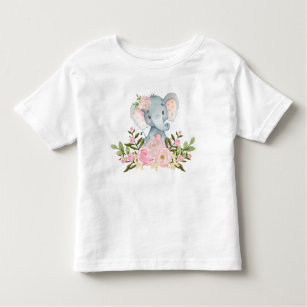 Rosa Blumenbaby-Elefant-Geburtstags-Kleinkind-T - Kleinkind T-shirt