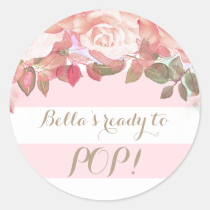 Rosa Blumenbeet zum Pop Baby Shower Stickers