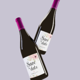 Rosa Blumenbeete Save the Date Weinetikett