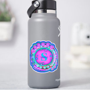 Rosa Blumenbezeichnung und Initialzündung Custom Aufkleber