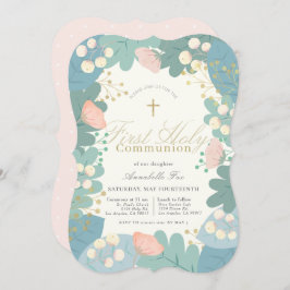 Rosa Blumenblätter Girl First Heilige Kommune Einladung