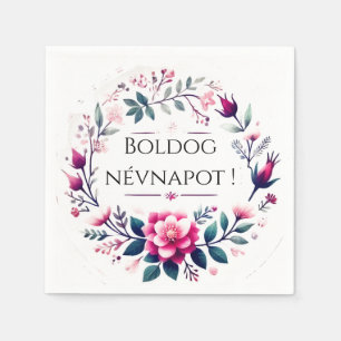 Rosa Blumenblätter - Tag des ungarischen Namens Serviette