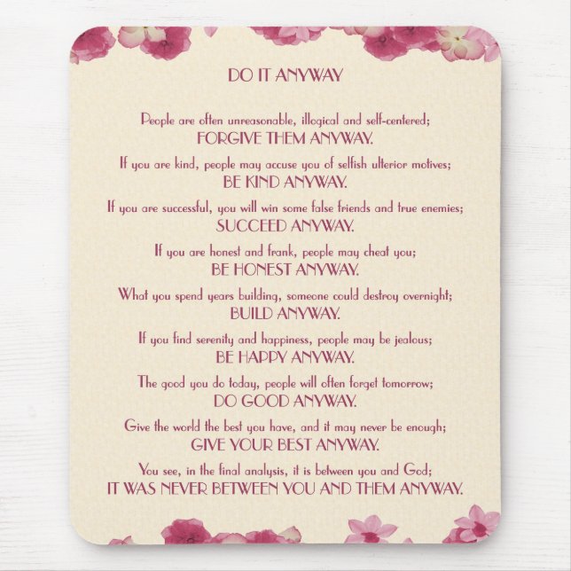 Rosa Blumenblätter tun es irgendwie Mousepad (Vorne)