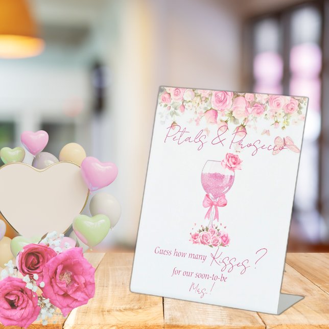 Rosa Blumenblätter und Prosecco-Brautparty Sockelschild (Von Creator hochgeladen)