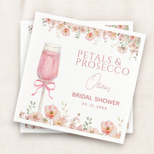 Rosa Blumenblätter und Prosecco Rosé Brautparty Serviette