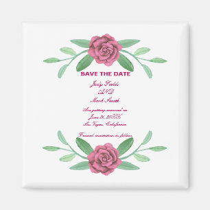 Rosa Blumenblätterung Save the Date Magnet