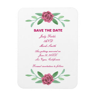 Rosa Blumenblätterung Save the Date Magnet