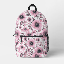 Rosa Blumenblumen Bedruckter Rucksack