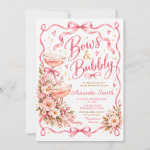 Rosa Blumenbögen & prickelnde Champagner Brautpart Einladung