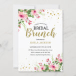 Rosa Blumenbraun Brunch Einladung<br><div class="desc">Floral Bridal Brunch Einladung mit eleganter rosa Blumenbild und goldenem Glitzer. Personalisieren Sie die Details des besonderen Anlasses.</div>