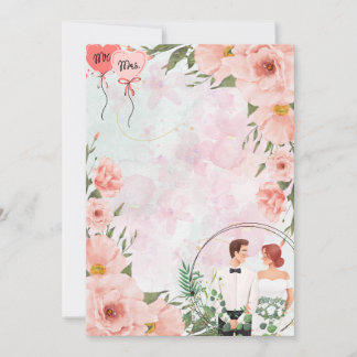 Rosa Blumenbräune & Groom Hochzeit Einladung