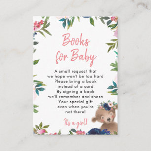 Rosa Blumenbücher für Babywünsche Begleitkarte