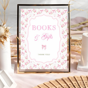 Rosa Blumenbüchse Liebe Bücher und Geschenke Poster