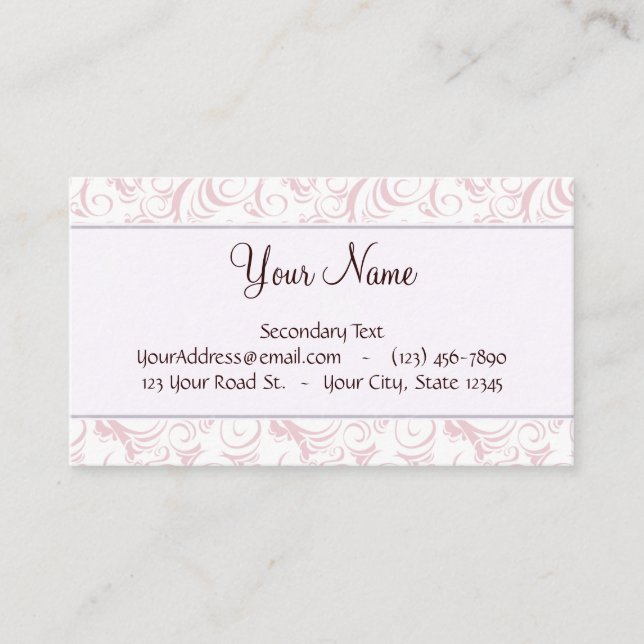 Rosa BlumenBündel u. Streifen mit Monogramm Visitenkarte (Vorderseite)