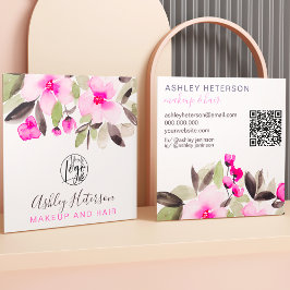 Rosa Blumenchic Qr-Logo Quadratische Visitenkarte