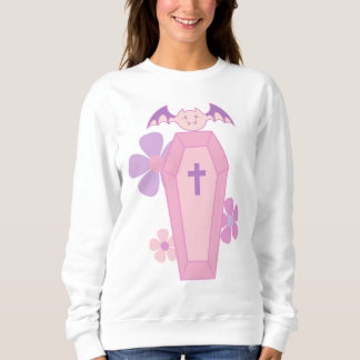 Rosa Blumencoffin und Fledermaus Sweatshirt