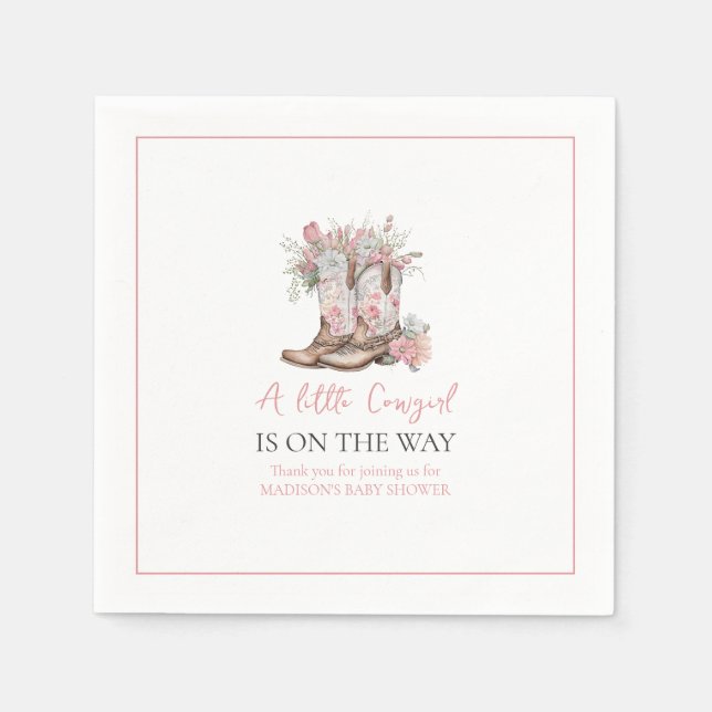 Rosa Blumencowgirl Stiefel und Green Bay Dusche Serviette (Vorderseite)