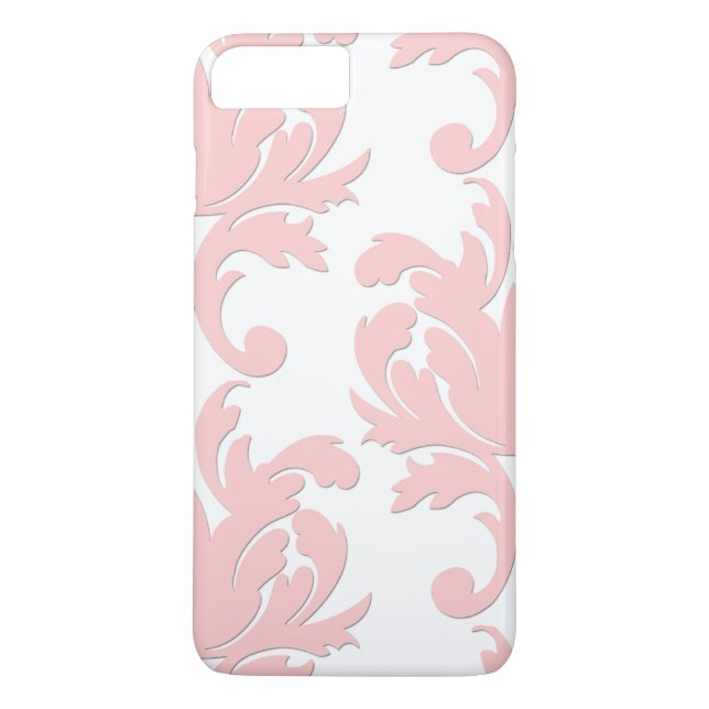 Rosa Blumendamast iPhone 7 Plusfall Case-Mate iPhone Hülle (Rückseite)