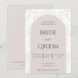 Rosa Blumendesign & Goldene Rose Touch Hochzeit Einladung