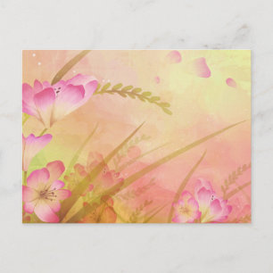 rosa Blumendesign Postkarte