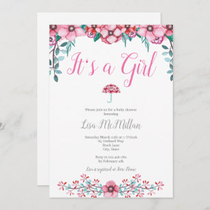 Rosa Blumendusche Einladung