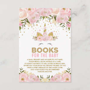 Rosa BlumenEinhorn-Bücher für Baby Begleitkarte