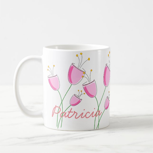 Rosa Blumenfeld Kaffeetasse (Links)