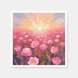 Rosa Blumenfeld Wasserfarbe Floral Serviette