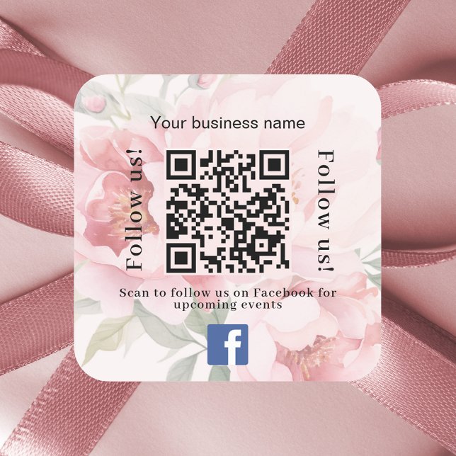 Rosa Blumenfirma qr Code Facebook Quadratischer Aufkleber (Von Creator hochgeladen)