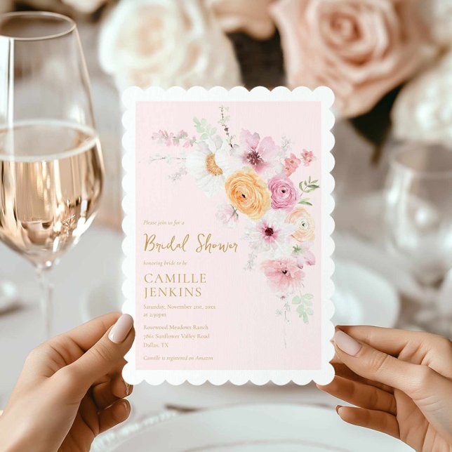 Rosa Blumengarten Brautdusche Einladung (Pink Floral Garden Bridal Shower Invite)