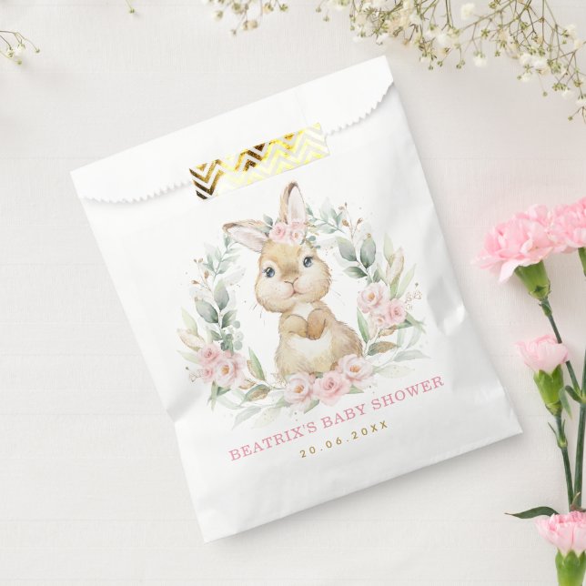 Rosa Blumengarten Bunny Rabbit Baby Dusche Party Geschenktütchen (Versiegelt)