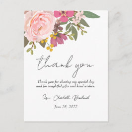 Rosa Blumengarten Frühling Brautparty Postkarte