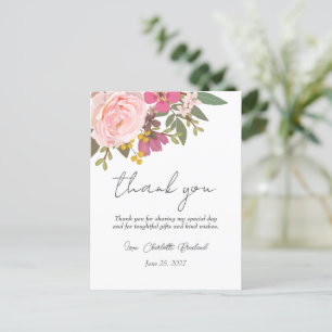 Rosa Blumengarten Frühling Brautparty Postkarte