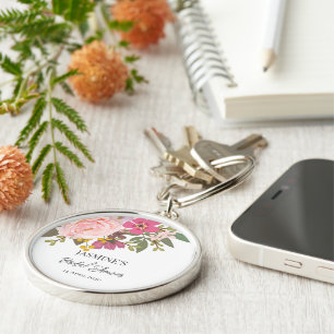 Rosa Blumengarten Frühling Brautparty Schlüsselanhänger