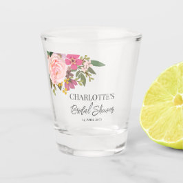 Rosa Blumengarten Frühling Brautparty Schnapsglas