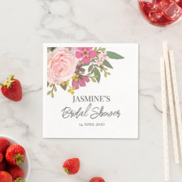 Rosa Blumengarten Frühling Brautparty Serviette