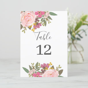 Rosa Blumengarten FrühlingHochzeit-Tischnummer