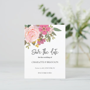 Rosa Blumengarten Hochzeit Save the Date Postkarte