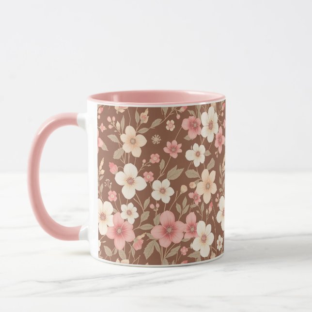 Rosa Blumengestaltete Kaffeetasse (Links)